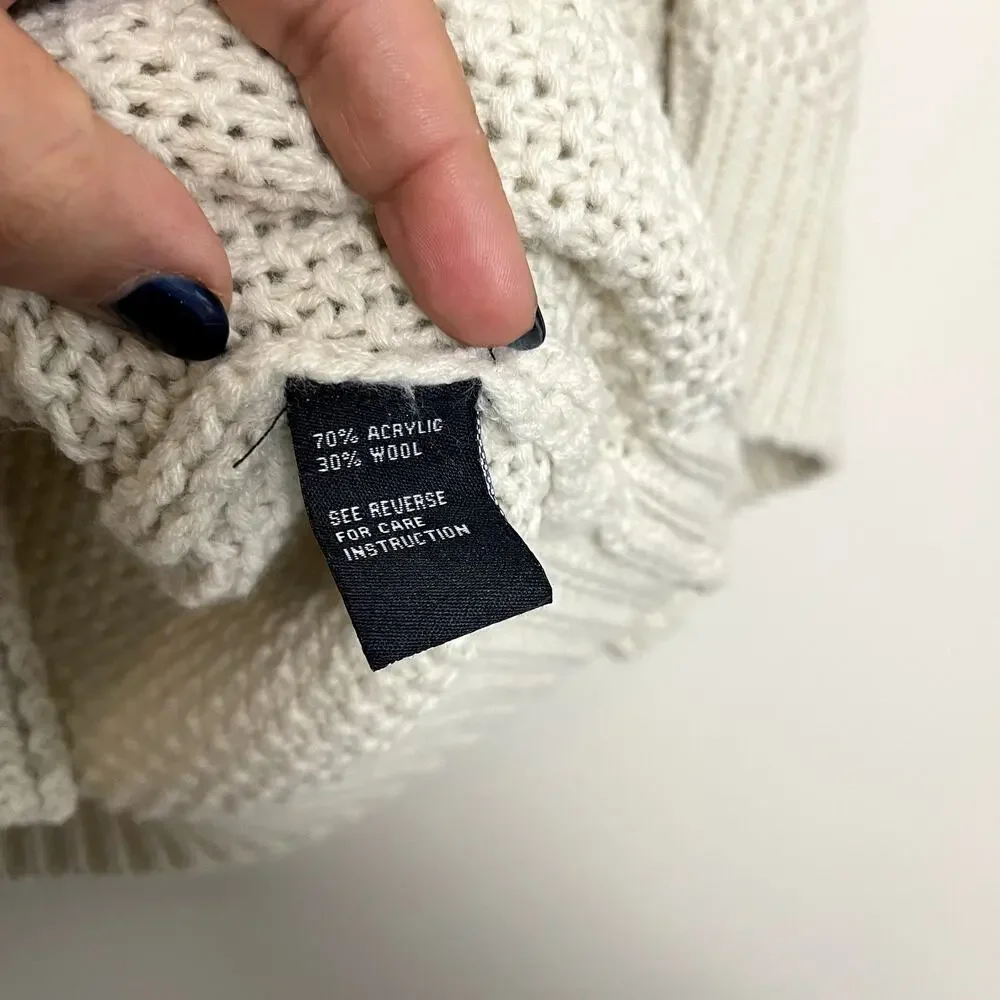 Cliche Wool Blend Knit Cowl Neck Long Lined Cozy Pullover‎ Sweater Stretch Sz M